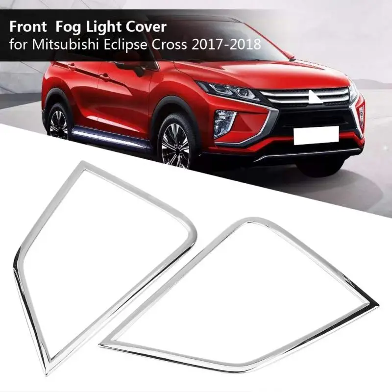 2Pcs Chrome Front Tail Fog Light Lamp Cover Trim for Mitsubishi Eclipse Cross 2017 2018 ABS Exterior Parts Chromium Style 2Pcs Chrome Front Tail Fog Light Lamp Cover Trim for Mitsubishi Eclipse Cross 2017 2018 ABS Exterior Parts Chromium Style