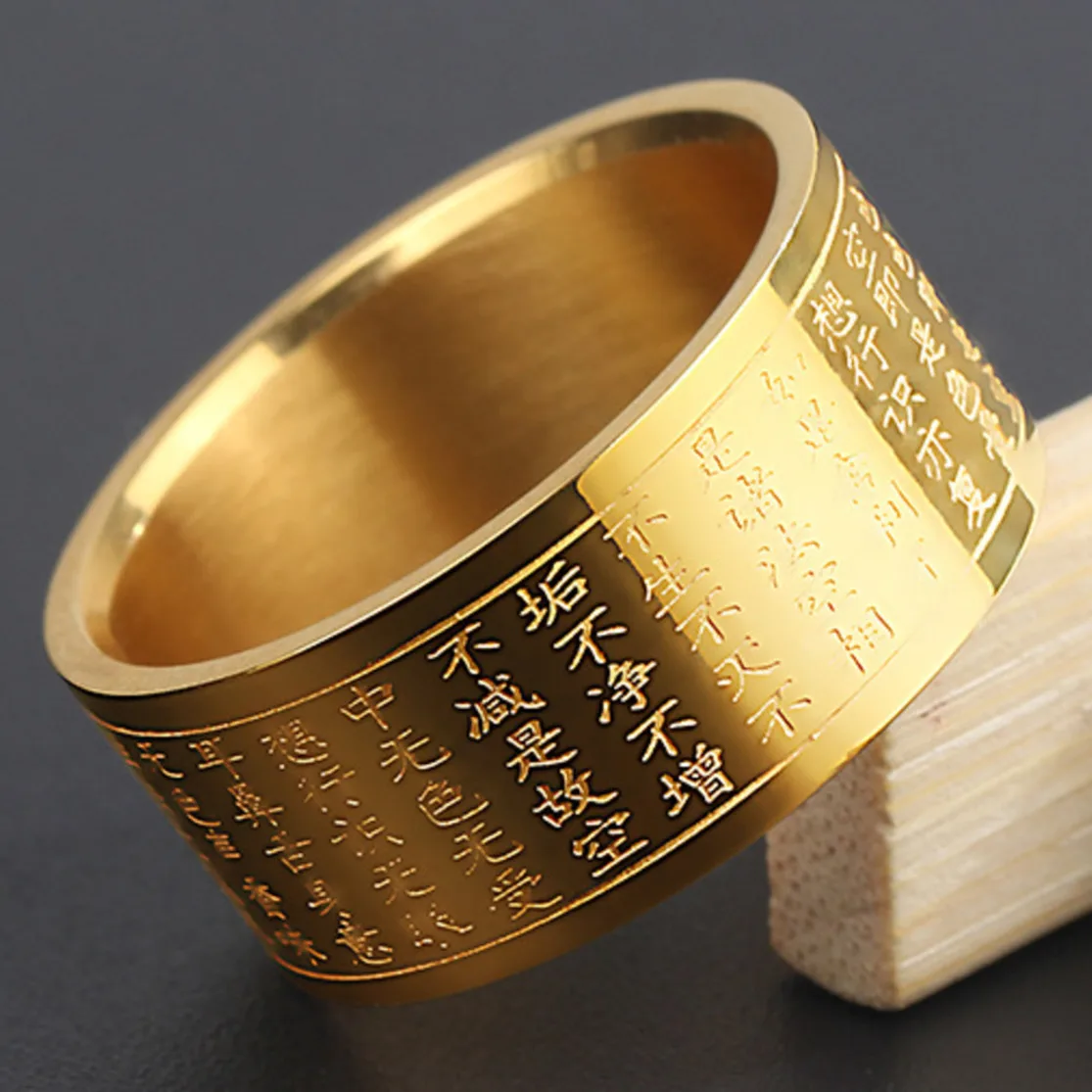 Ring Jewelry Men&rsquo;s Buddhist Scriptures Amulet Thumb Lucky Ring Men Buddha Titanium Rings For Male Women Band Gifts Accessories