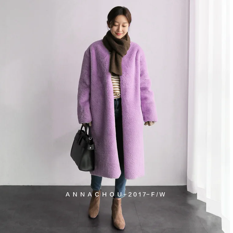 yellow Manteaux Femme D'hiver De Vêtements Pardessus Fourrure gray pink Mode Fausse Beige En Marque Manteau Grande Poches Femmes Long purple Veste Chaud Taille Peluche Décontracté wXPnqSH7