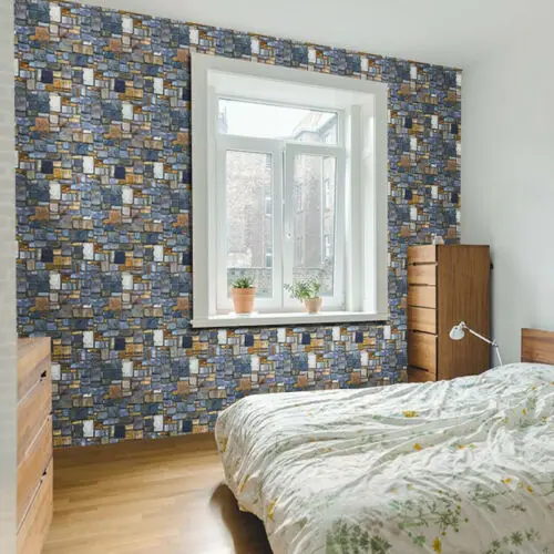 

Wall Paper 3D Brick Stone Rustic Effect Self-adhesive Wall Sticker Home Decor US