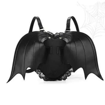 

Fashion Personality Women Backpack Cute Little Devil Package Bat Wing Leather Backpack School Bags For Teenage Girls Gift