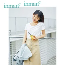 INMAN 2019 verano nueva llegada sólido todo combinado Delgado coreano Casual estilo estudiante de manga corta Mujer Camiseta de algodón(China)
