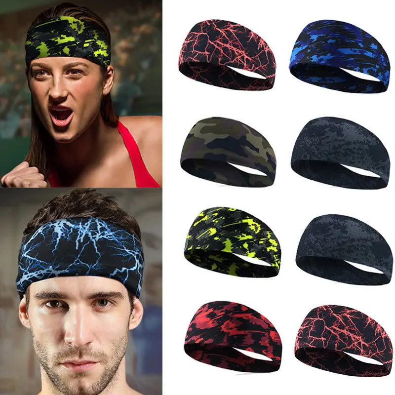 Brand New Men Women Sweat Sweatband Headband Stretch Unisex Camouflage
