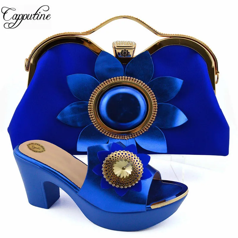 

Capputine Summer Simple Woman Shoes And Bag To Match Set Italian Elegant Sqaure Heels Shoes And Bag Set For Wedding Dress
