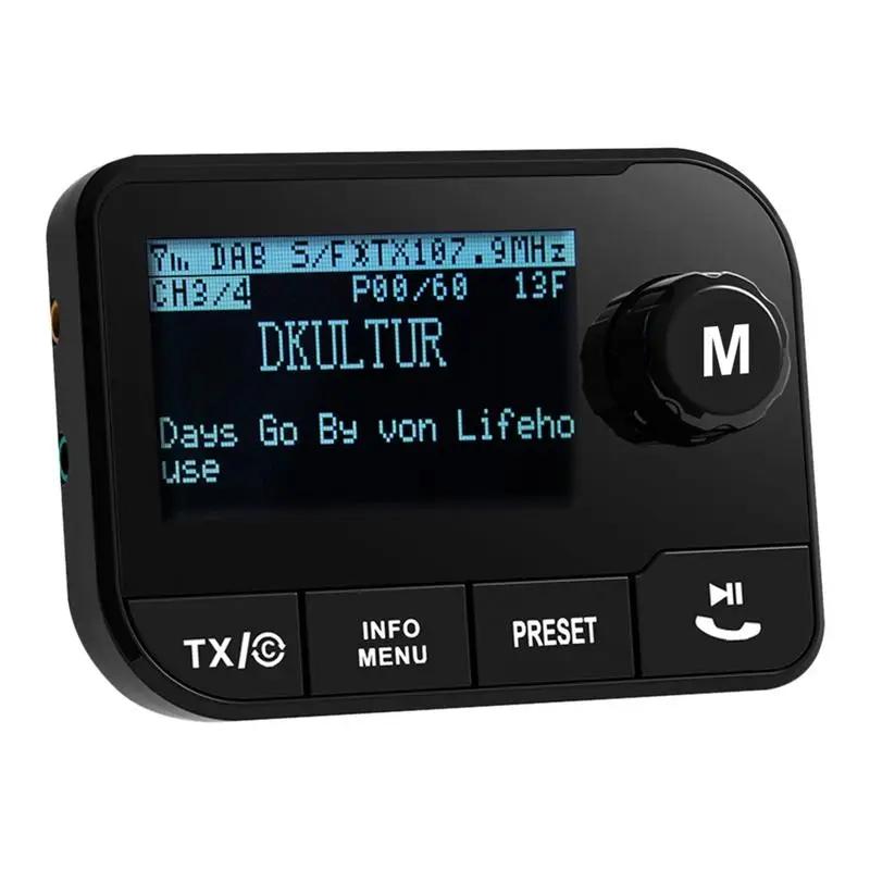 

Car DAB Digital Radio Adapter FM Transmitter Bluetooth Receiver MP3 Music Player With Crystal Sound USB Port TF Slot