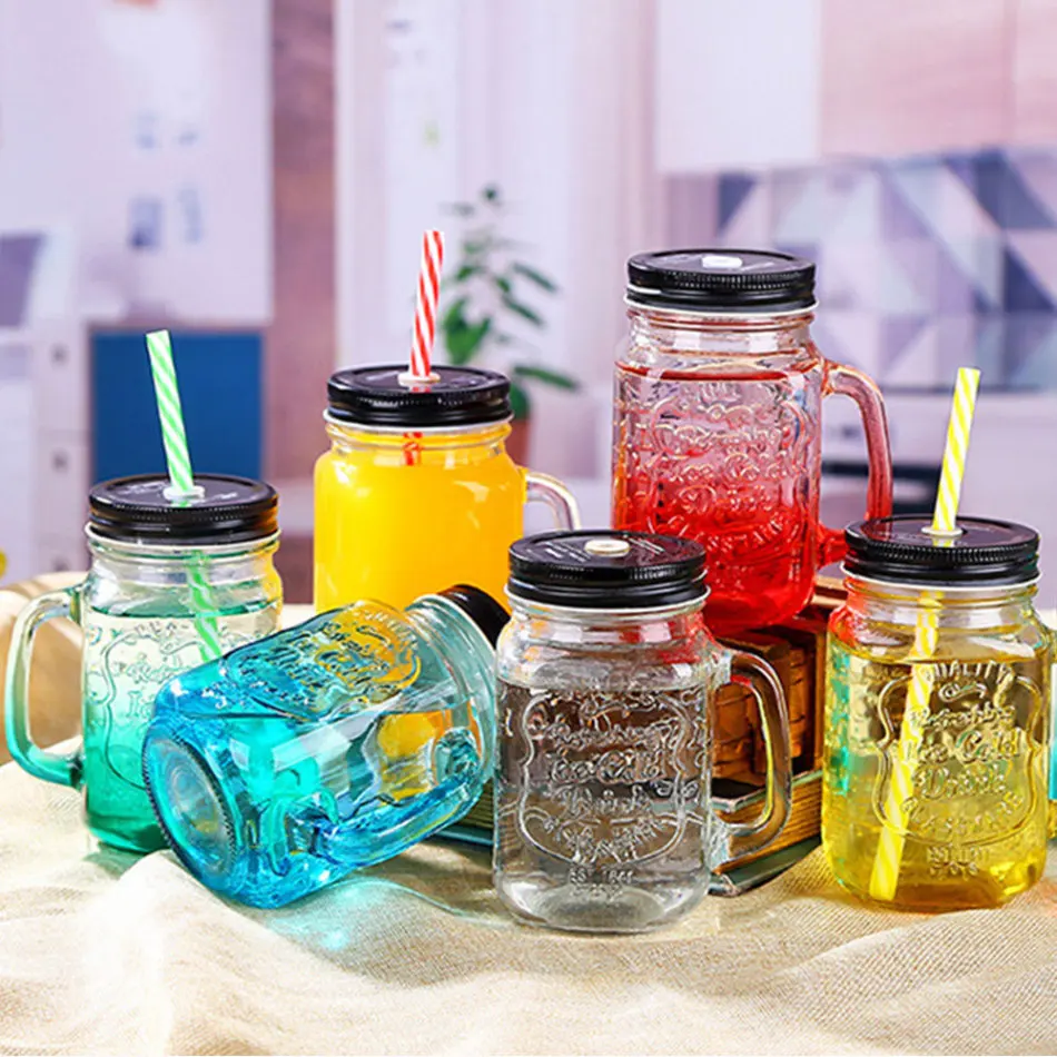 

Fashion Gradient Color Glass Cup Creative Mason Jar Rooster Cup Beer Juice High Boron Martini Cocktail Wine Glasses Party Decor