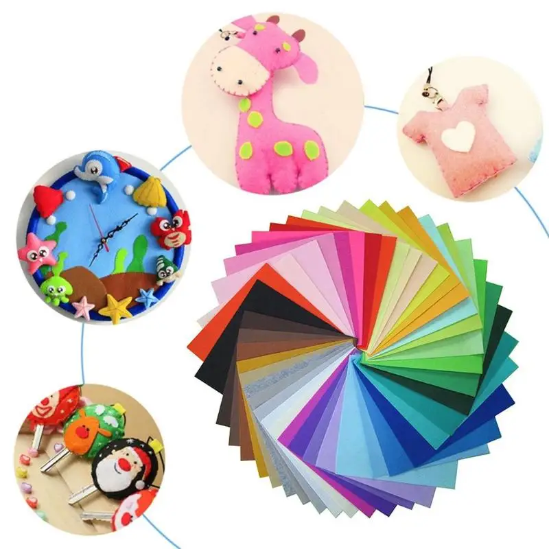 

40pcs 10X10cm Non-Woven Polyester Cloth Colorful Students Handmade DIY Crafts Felt Fabric Home Sewing Accessories Suppliers Tool
