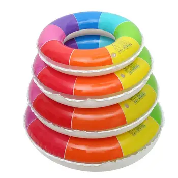 

Inflatable Swimming Circle Adult Thickening Increase Rainbow Life Buoy Swimming Ring