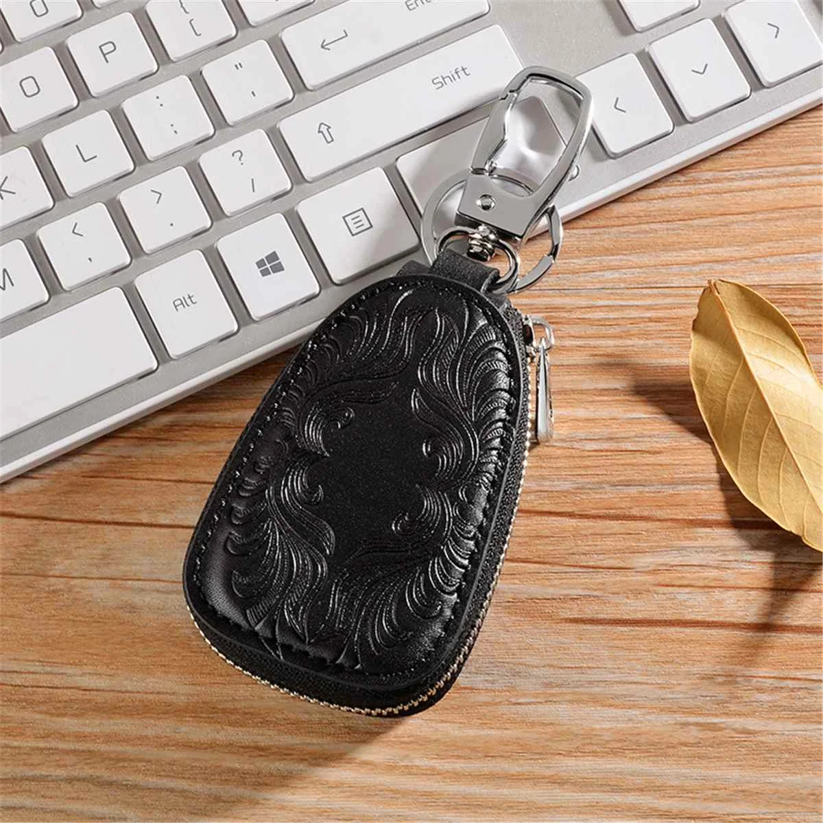 Black Men Women Genuine Leather Car Key Holders Housekeeper For Men Retro Multifunctional Home Keychain Case Female Key Wallet