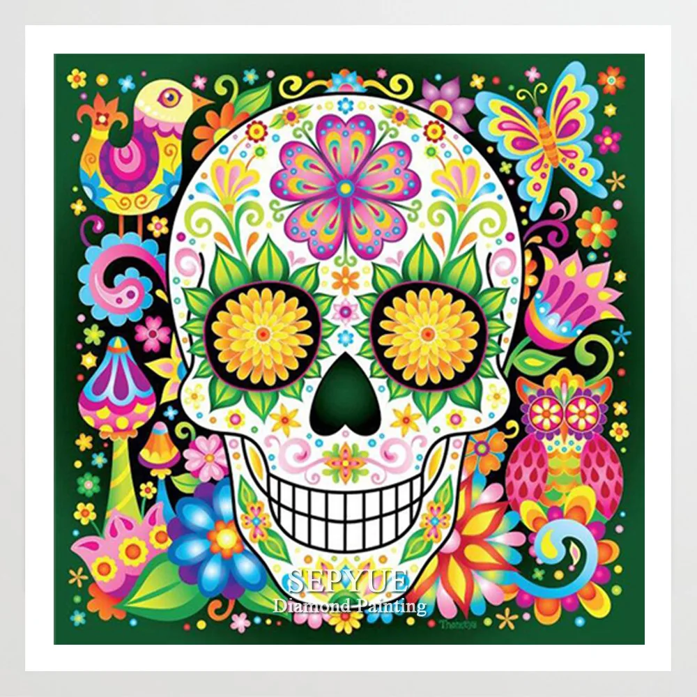 

SepYue Diamond Painting Kit Paint with Diamond Embroidery Cross Stitch Cartoon Skull Picture Rhinestone Drill DIY Diamond Mosaic