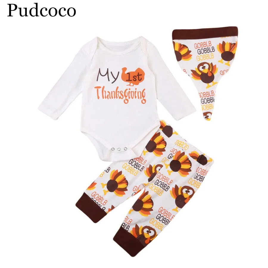 Pudcoco 2019 Brand New Thanksgiving Newborn Baby Boy Girl Top Romper Pants Outfits Set Clothes | Детская одежда и обувь