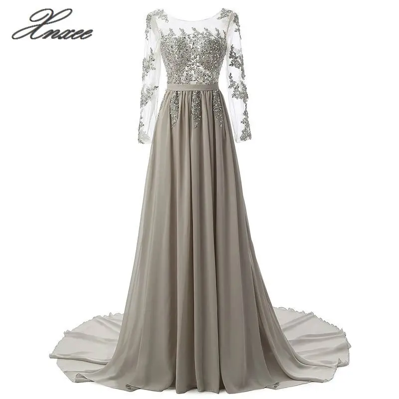 

Crystals Beaded Chiffon Dresses Backless Mesh Dresses Long Party Maxi Lace Dress