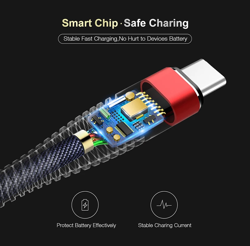 USB نوع-C كابل ل xiaomi redmi note 7 USBType-C 2A الهاتف المحمول سريع شحن نوع-C كابل لسامسونج غالاكسي S9 S8 زائد