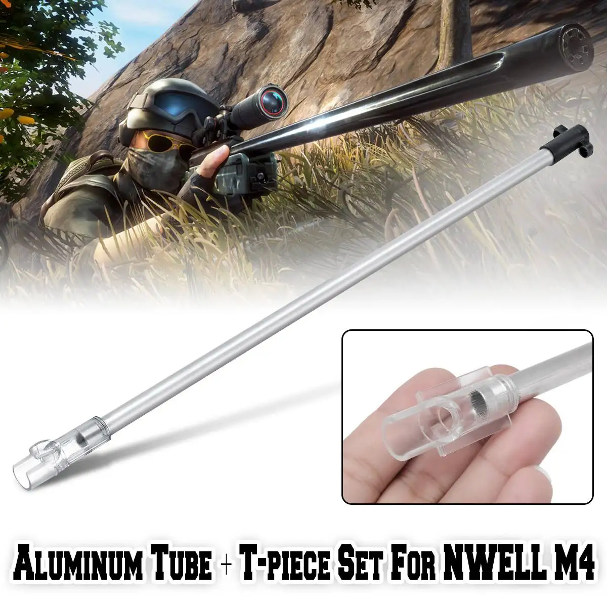 

Aluminum Tube and T-piece Set for NWELL M4 Gel Ball Blasters Water Games Toy Guns Modified Part Replacement Accessories