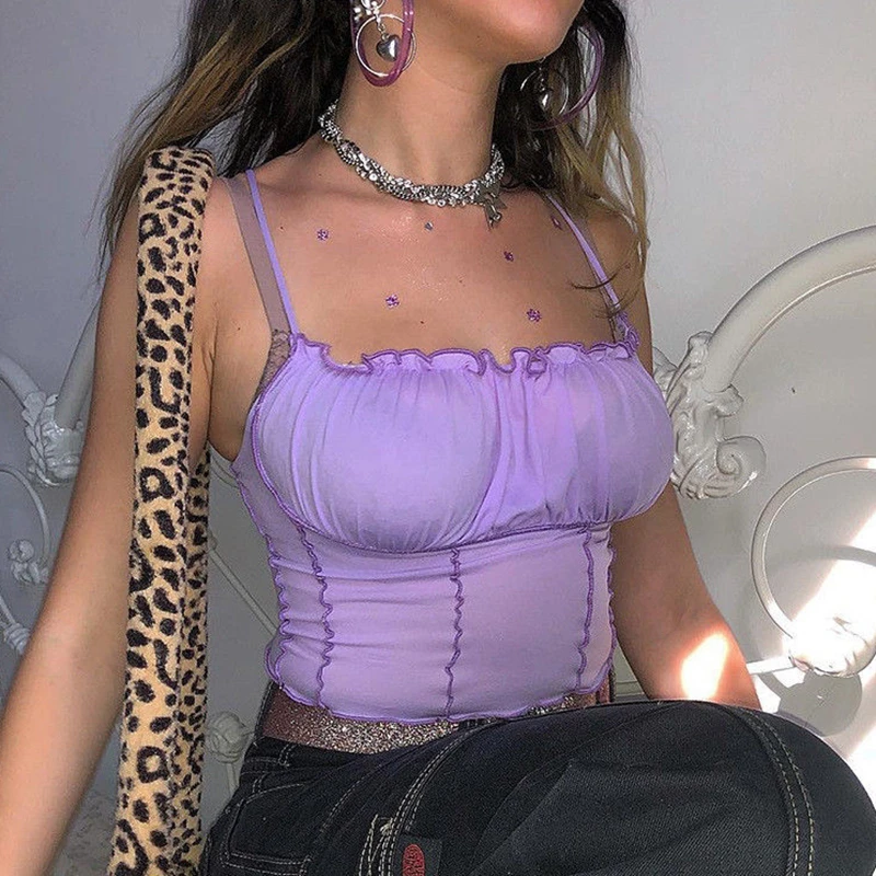النساء مثير عارضة Strappy و تمتد مرونة خزان أعلى سترة الكشكشة أكمام المحاصيل الأعلى بروتيل أعلى النساء مثير عارضة Strappy و تمتد مرونة خزان أعلى سترة الكشكشة أكمام المحاصيل الأعلى بروتيل أعلى