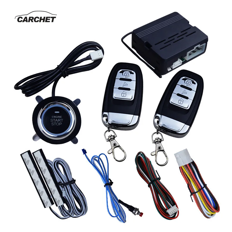 

CARCHET 12V Car SUV Keyless Entry Engine Start Alarm System one start stop Push Button with Remote control Starter alarm system