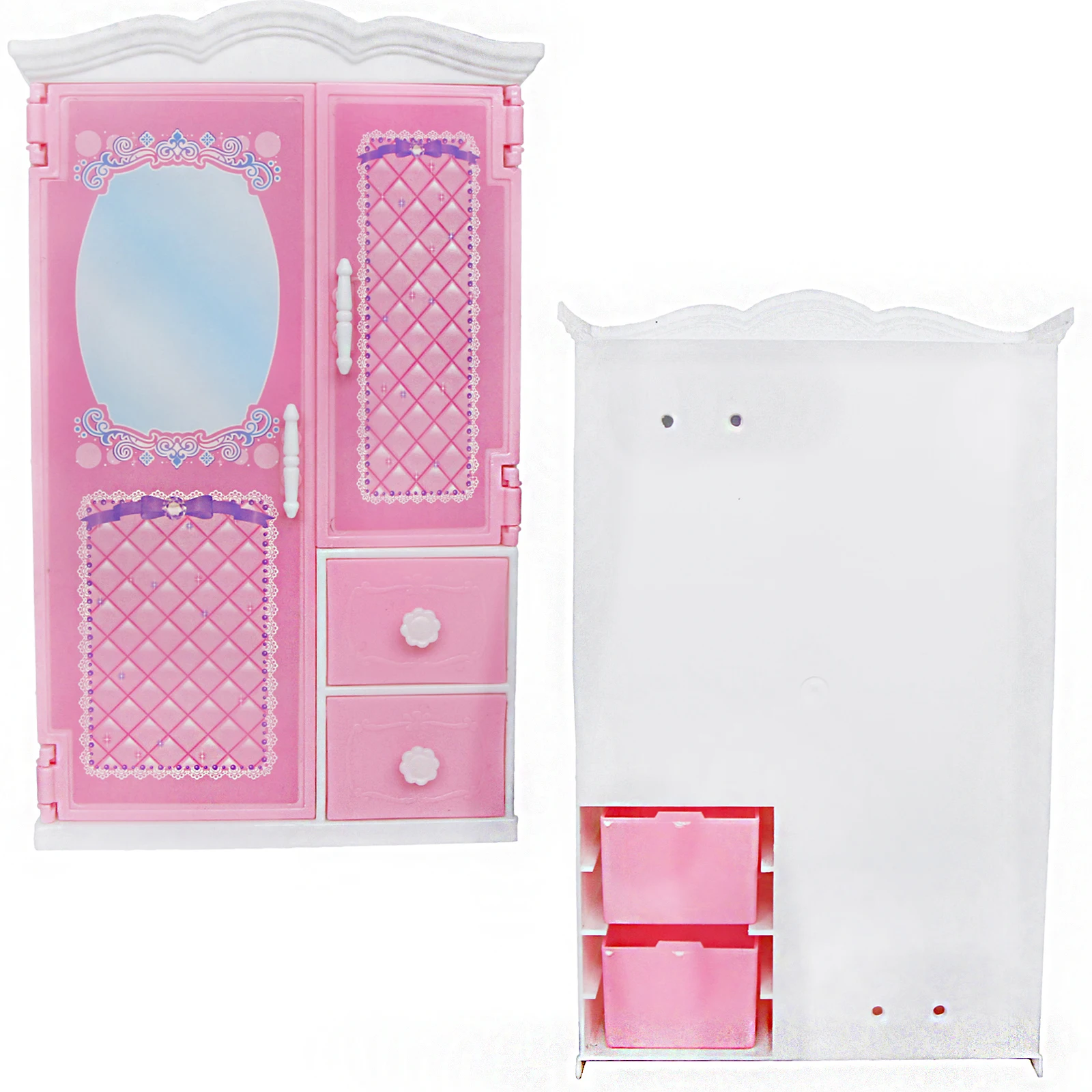 1х шкаф Garderobe Шкаф зеркало Принцесса Розовый кукольный домик одежда платье аксессуары мебель для куклы Барби/для Blythe