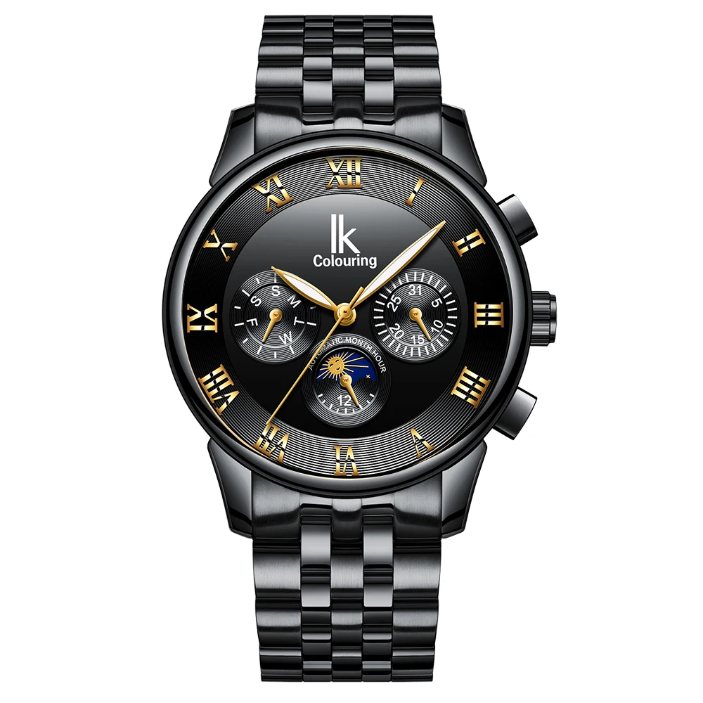 

IKColouring Fashion Business Automatic Men Watches Wateproof Women Watch Man Luminous Mechanical Man Wristwatch Calendar