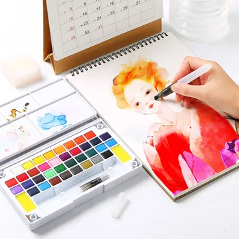 

12/18/24/36 Colors Professional Watercolors Pigment for Drawing Portable Solid Watercolor Paints Set With Brush Art Supplies