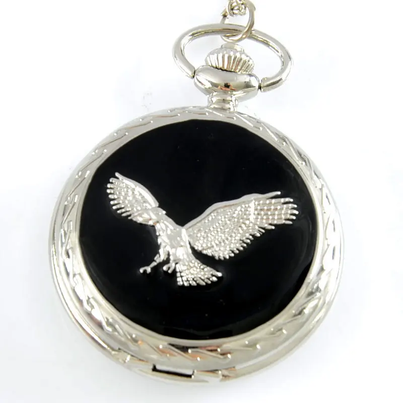

Eagle Theme Full Hunter Quartz Engraved Fob Retro Pendant Pocket Watch Chain Gift