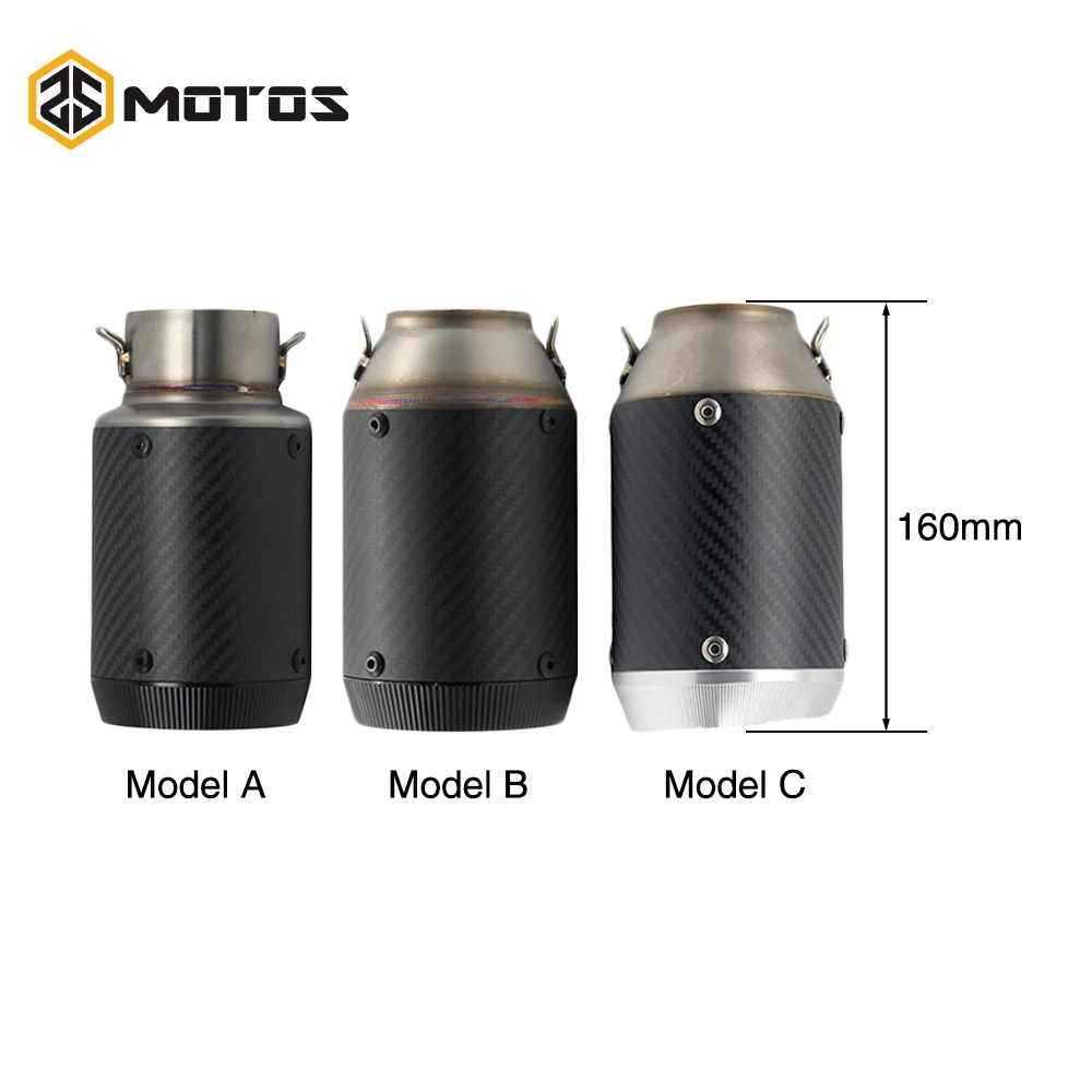

ZS MOTOS Universal Motorcycle Short Exhaust Muffler Pipe Universal Muffler Tips For Yamaha Kawasaki Honda Slip 38-51mm