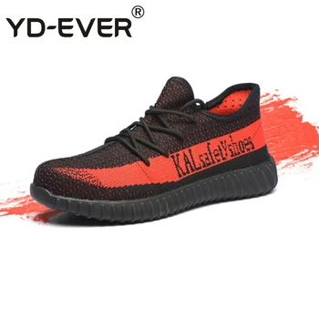 

YD-EVER Men Steel Toe Safety Shoes Construction Outdoor Work Boots Shoes Men Lightweight Mesh Sneakers Large Size