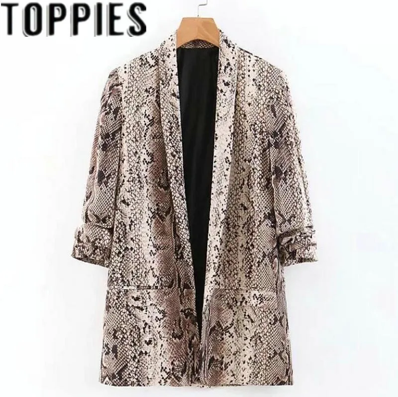 

Snake Pattern Print Women Blazer Elegant Women Slim High Street Snakeskin Blazer Coat