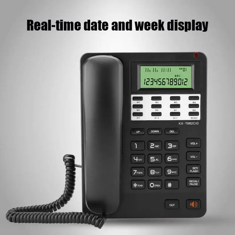 Офисный стационарный телефон DTMF \ FSK двойная система для домашнего отеля проводной настольный телефон цифровой ЖК-дисплей