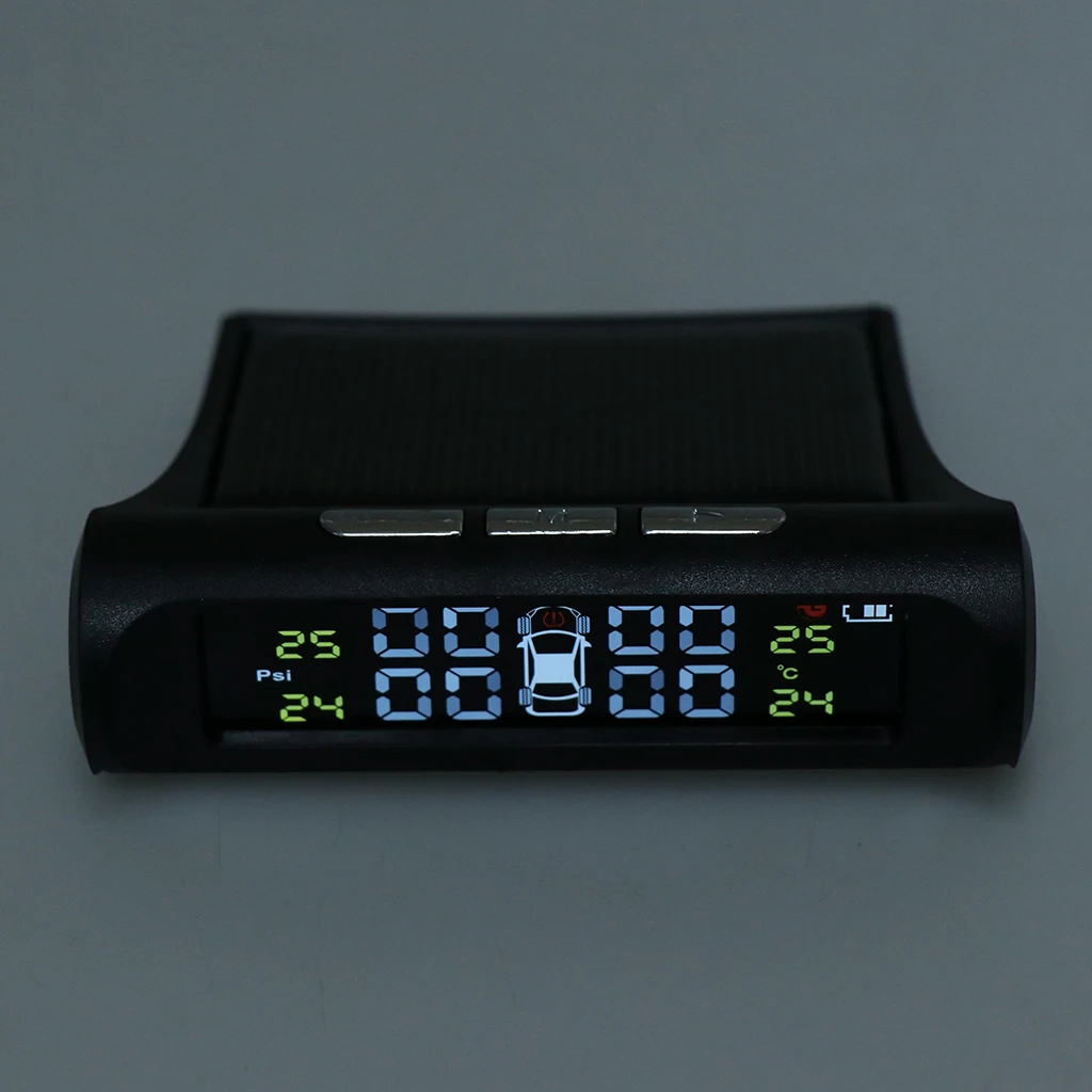 

Practical TPMS Solar Tire Pressure Alarm Monitoring System Solar Power + 4 External Sensors for Cars Electronics