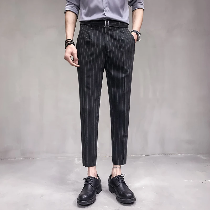 

Men's Trousers 2019 New Seasons Apply Stripes Casual Trousers Gentleman Slim Feet Nine Pants Business Casual Men's Clothing
