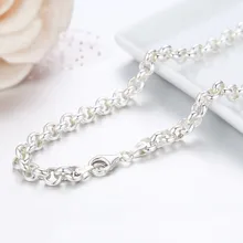 2"-32" Настоящее чистое 925 пробы Серебряное кольцо Rolo цепи ожерелье для женщин девушек мужчин ювелирные изделия Ketting Kolye Colier 50-80 см 5 мм
