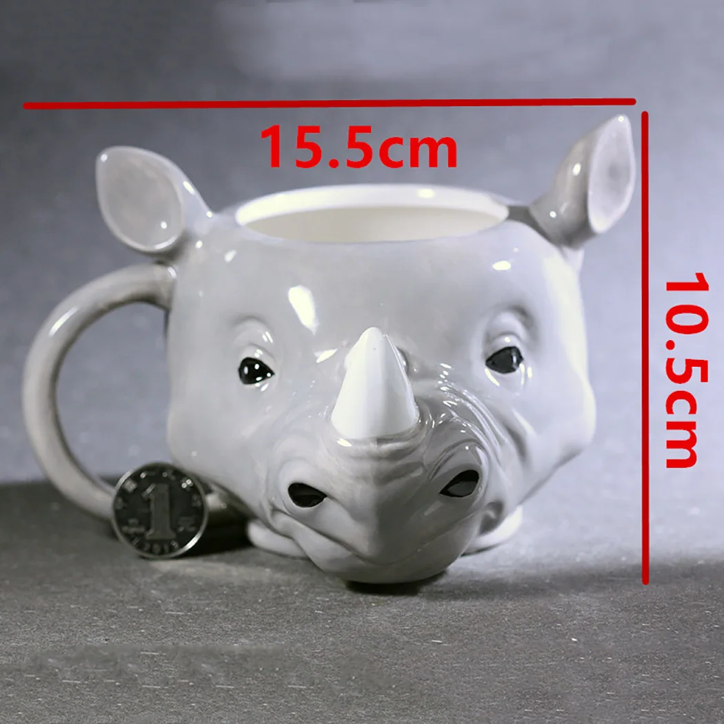 Керамическая кружка с ручной росписью креативная 3D Рисунок носорогов