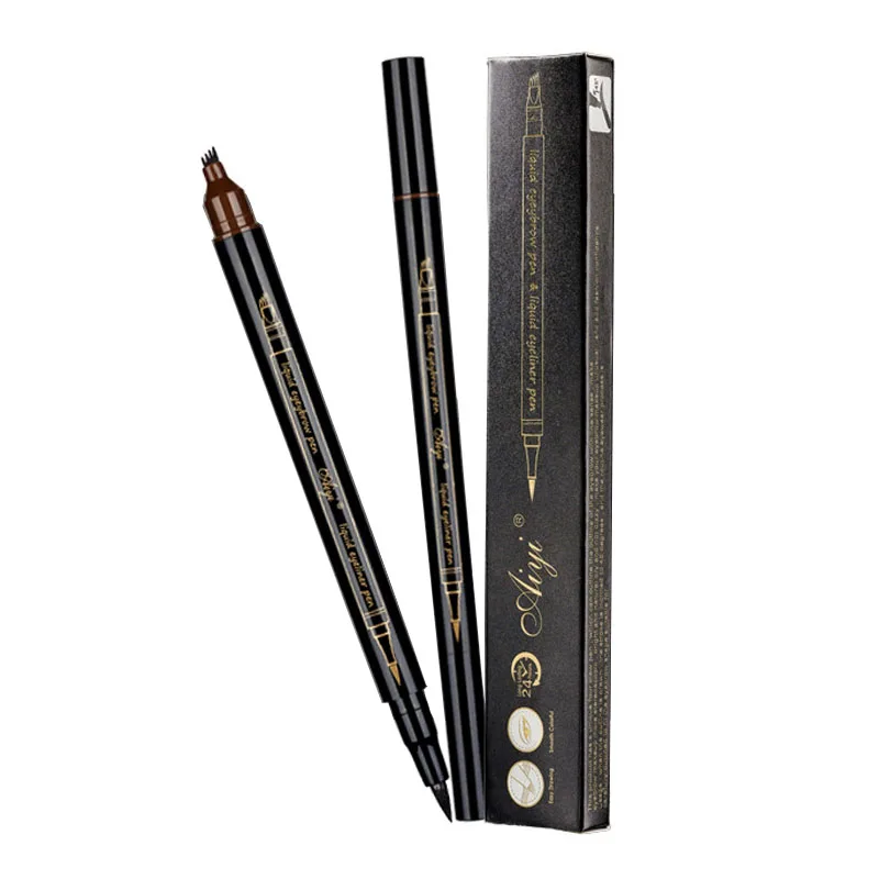 Offer Price of  2 In 1 Natural Eyebrow Pen Four-claw Eye Brow Tint Makeup Four Colors Eyebrow Pencil Brown Black Gr