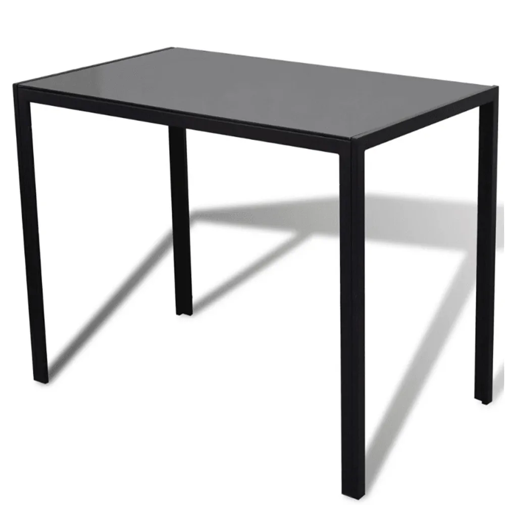 VidaXL 5-Piece Black Dining Table 1 Table 4 Chairs Dining Room Sets Tempered Glass Table Top Dining Room Furniture 242986