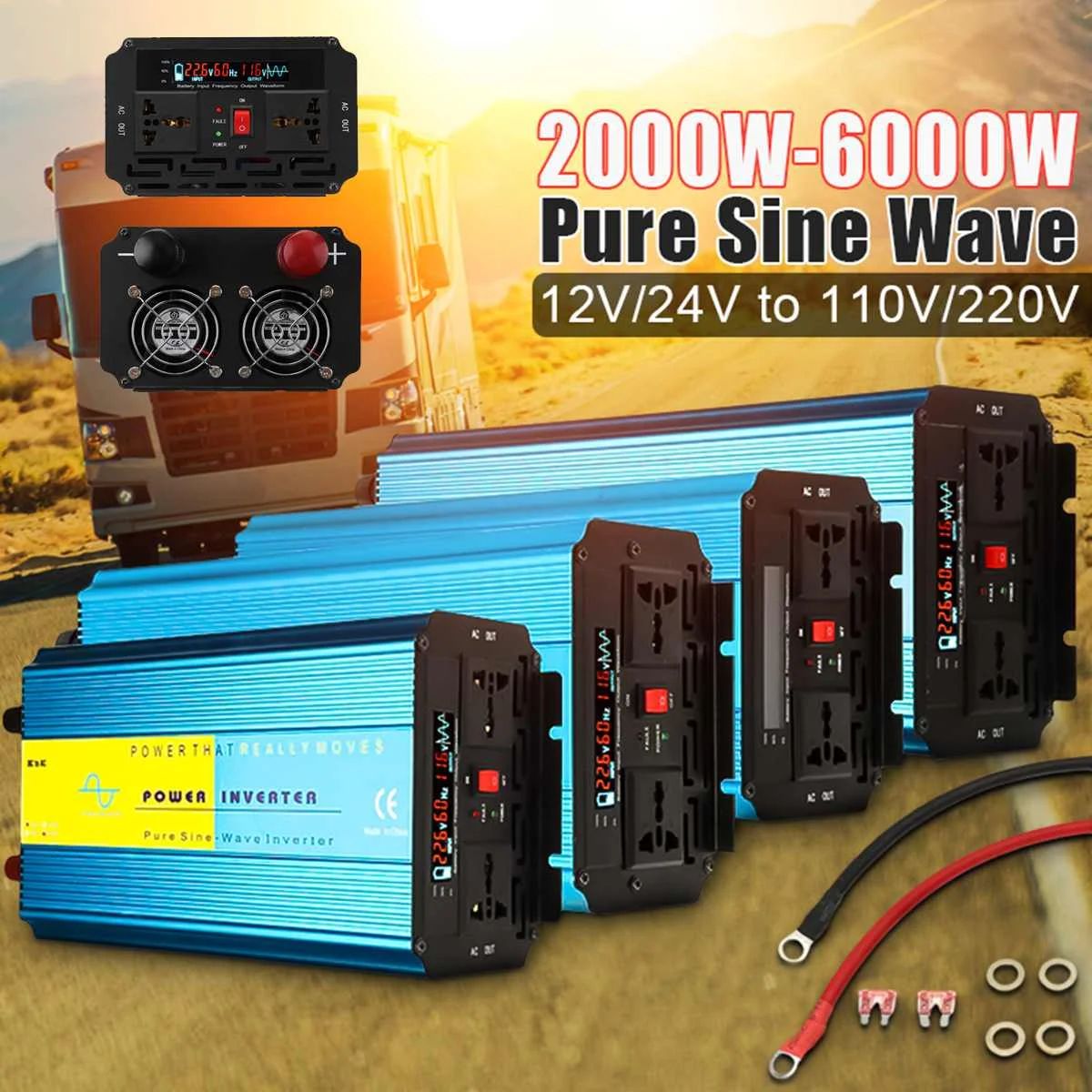 

Inverter 12V 220V 6000W 5000W 4000W 3000W 2000W Pe ak Pure Sine Wave Voltage Transformer Converter 12V 110V 60Hz Solar Inverter