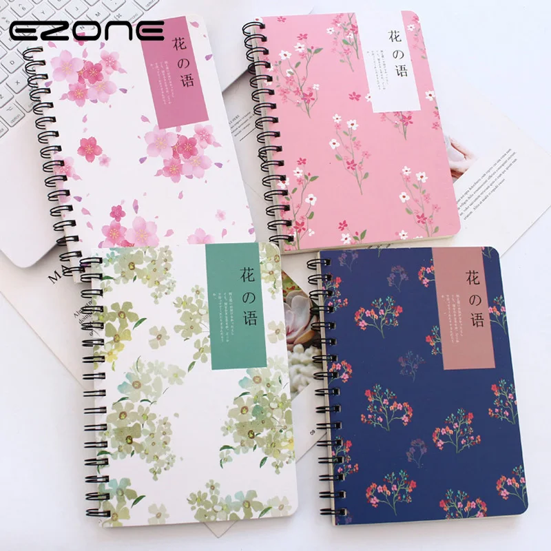 

EZONE Sakura Spiral Notebook Line Pape Notepad For Traveler Daily Diary Coil Notebook School Office Writing Book 120 Pages