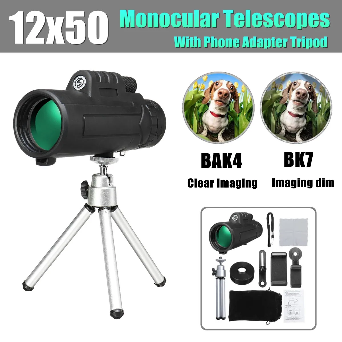 12x50 في الهواء الطلق المحمولة أحادي HD البصرية يوم للرؤية الليلية الهاتف تلسكوب الإكتشاف التخييم السفر الصيد البصرية نطاق 12x50 في الهواء الطلق المحمولة أحادي HD البصرية يوم للرؤية الليلية الهاتف تلسكوب الإكتشاف التخييم السفر الصيد البصرية نطاق