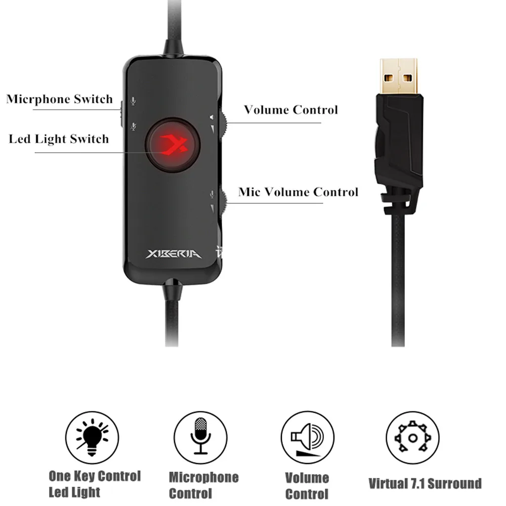 Xiberia S18 Pc гарнитура Usb 7 1 объемный звук Игровые наушники стерео Бас шлем с