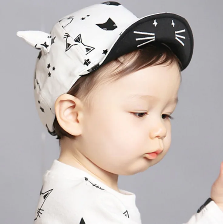 

MAYA STEPAN 1 Piece Cute Cat Summer Newborn Baby Hat Girls Boys Baseball Cap Infant Cotton Unisex Toddlers Sun