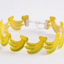 Летний стиль, фруктовый чокер, ожерелья для женщин, многоцветный, банан, кружево, чокер, 29 см, длинное, 1 шт