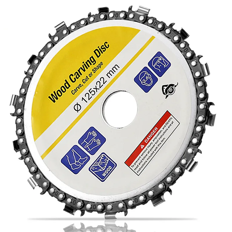 

New 5 Inch Grinder Disc 14 Tooth Fine Abrasive Cut Chain Wheel Wood Carving For 22mm Angle Grinder Chain Plate Angle Grinding