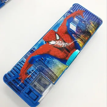 

Multi-functional student child pencil case with pencil sharpener on both sides available boy pencil storage box school tool