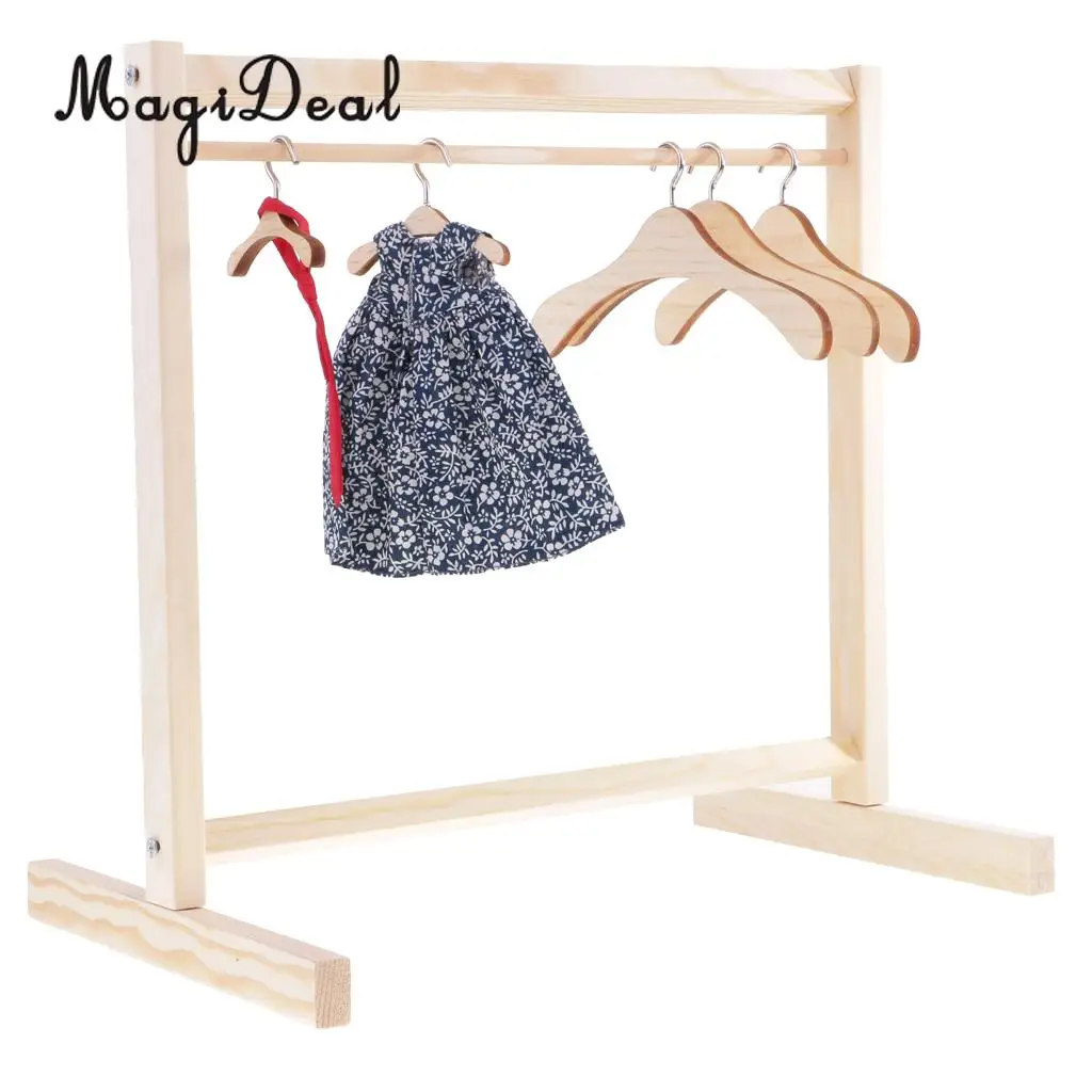 MagiDeal 1 комплект 1/6 весы BJD деревянная стойка для одежды органайзер кукольного