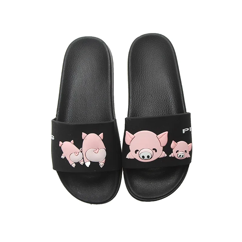 

2019 Shoes Women Beach Slippers Cartoon Pig Indoor Family Cute Bathroom Slippers Slides Slip On Flip Flops Flat Shoes