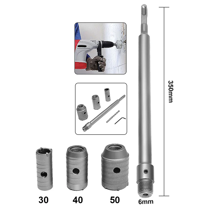 3Pcs 30/40/50Mm Sds Plus Shank Hole Saw Cutter Concrete Cement Stone Wall Drill Bit With Wrench 3Pcs 30/40/50Mm Sds Plus Shank Hole Saw Cutter Concrete Cement Stone Wall Drill Bit With Wrench