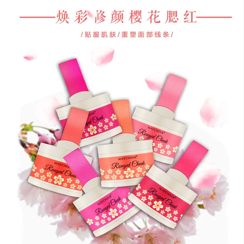 

6 Colors Mini Blusher Rouged Cheek Powder Blush with Sponge & Mirror Natural Tone Bar Warm Pink Nude Cosmetics