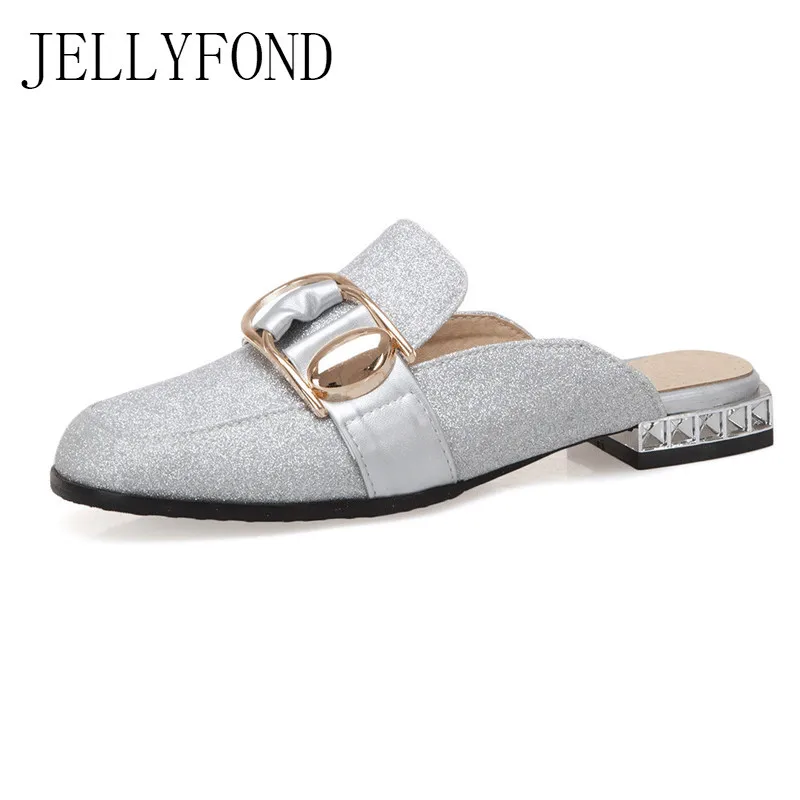 

Bling Luxury Women Slippers Low Heel Designer Slides Fashion Mules Lady Slippers Sandals Summer 2019 Fashion Slip On Flip Flops