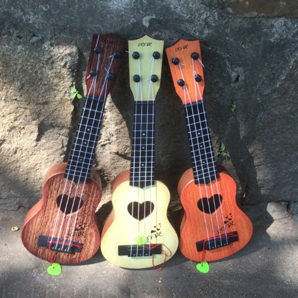 Дети маленькие Размеры Музыкальные инструменты подражали миниатюрная гитара укулеле гитара ручной работы игрушка с четыре струны 39 см, 44 см, 3 Цвета