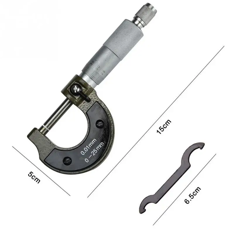 Высокое качество 0-25 мм внешний инженер углеродистая сталь измерительный инструмент внешний микрометр метрический