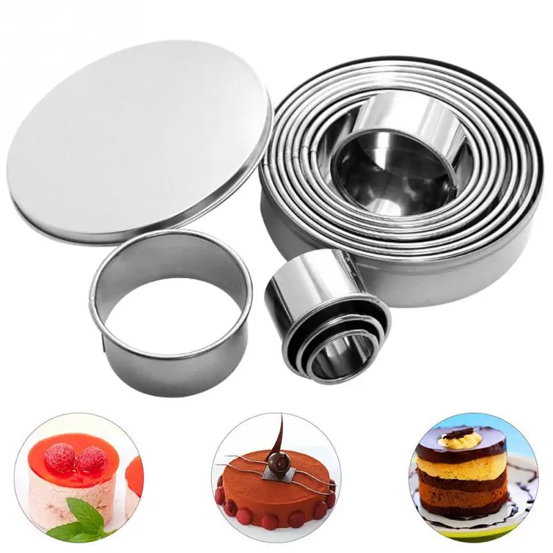 

12PCS/Set Cookie Biscuit Cutter Circle Pastry Doughnut Cutter Set Round Cookie Cutters Circle Baking Mousse Cake Metal Ring Mold